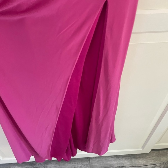 New! IEENA Mac Duggal Candy Pink Jersey One Shoulder Draped Gown 26755 - Picture 9 of 15